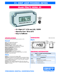 Thumbnail of document Data Sheet - PD675 Loop-Powered NEMA 4X Nonincendive Digital Meter